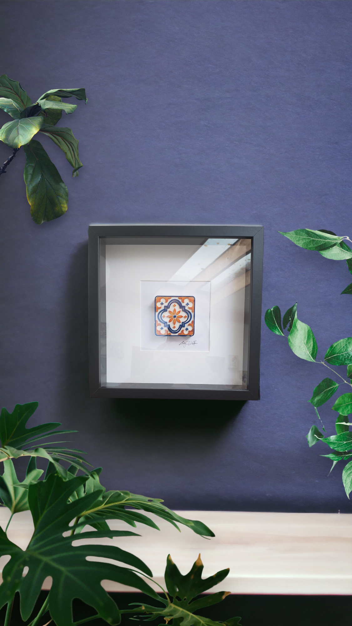 Hand-painted rococo tile, each piece is created from high-quality plaster, expertly shaped to molded. With a keen eye for detail, Lindsay hand-paints and finishes every creation, ensuring a lifelike representation. To add a personal touch, Lindsay signs each painting herself.