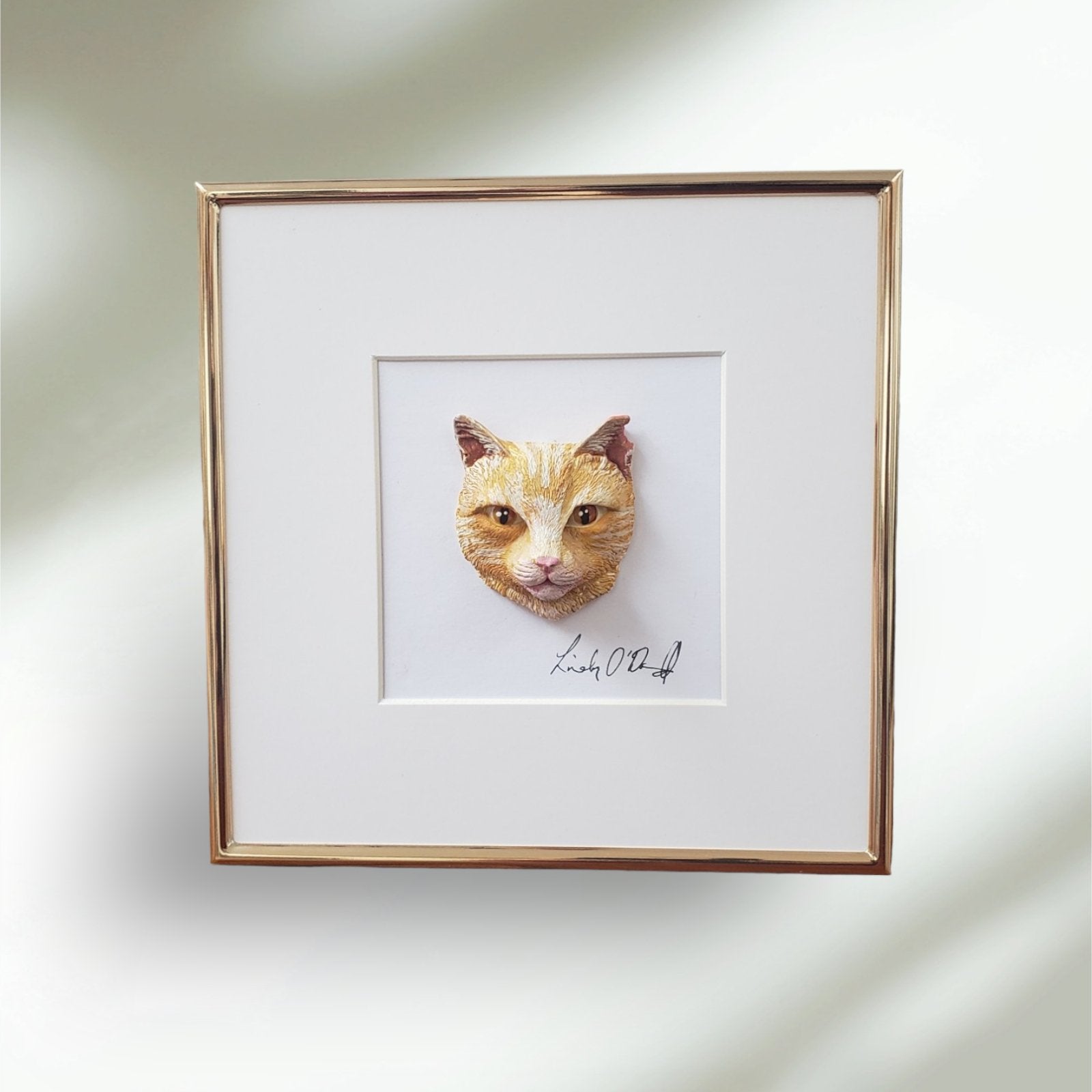 Handmade Custom 3D Pet Cat Portraits 6"X 6"frame | Irish Handmade Jewellery - Lincraft Design