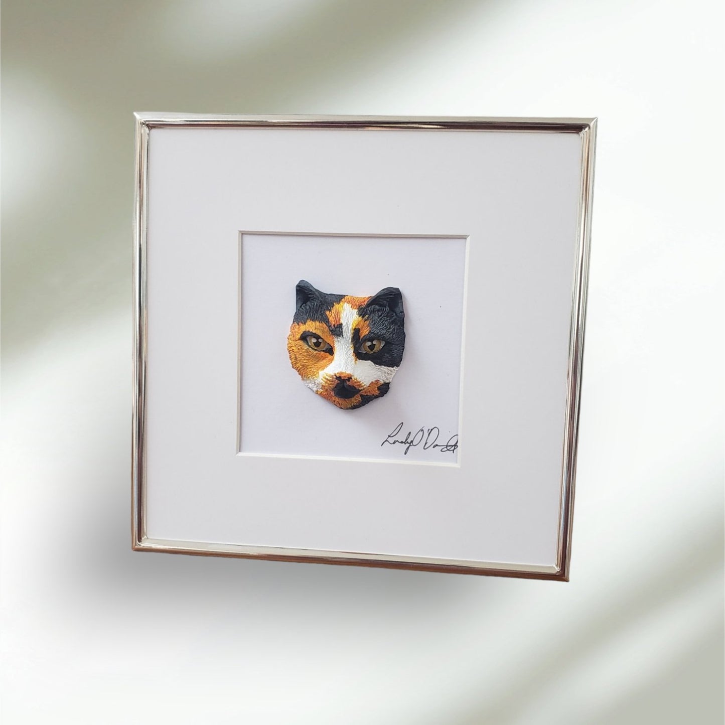 Handmade Custom 3D Pet Cat Portraits 6"X 6"frame | Irish Handmade Jewellery - Lincraft Design