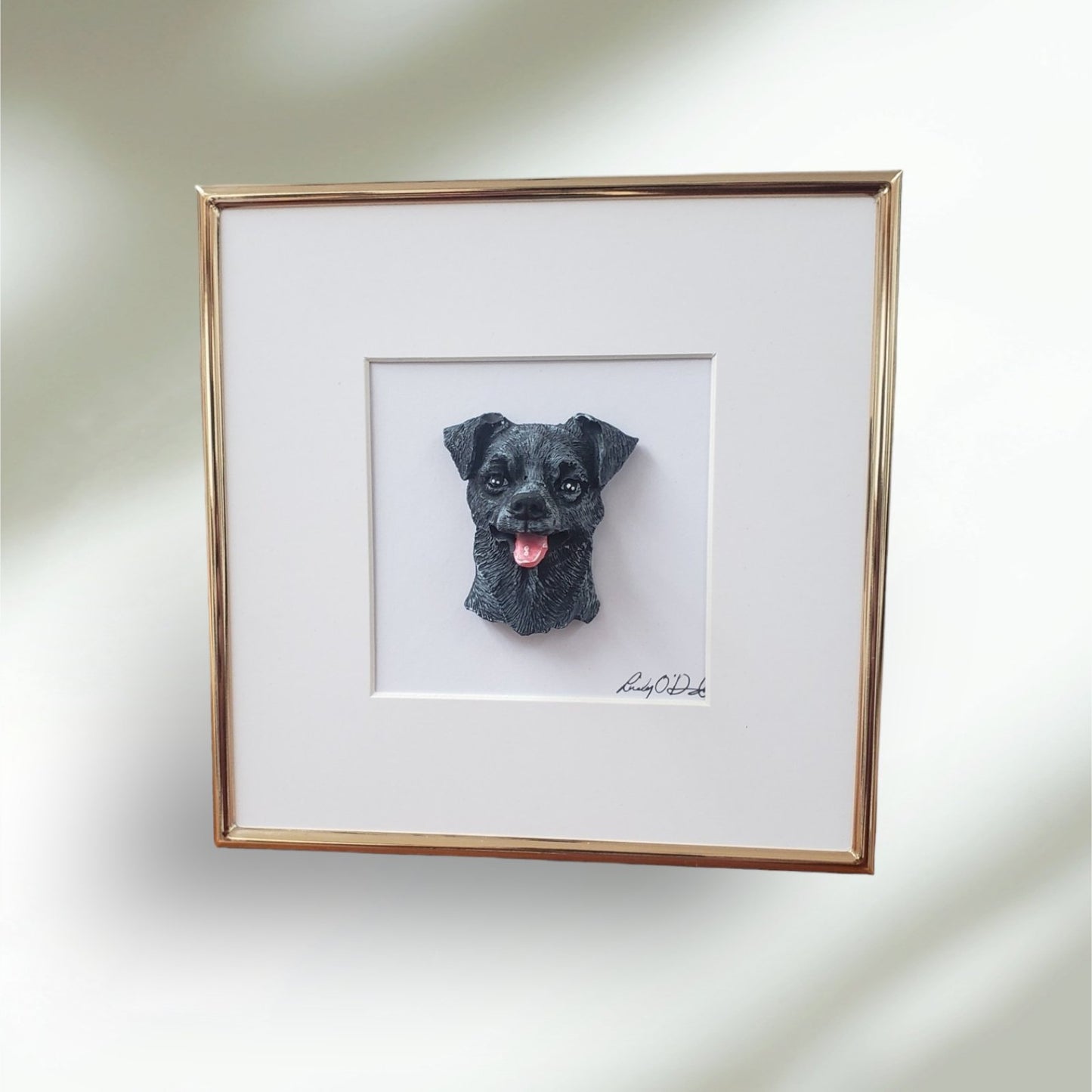 Handmade Custom 3D Pet Dog Portraits 6"X 6"frame | Irish Handmade Jewellery - Lincraft Design