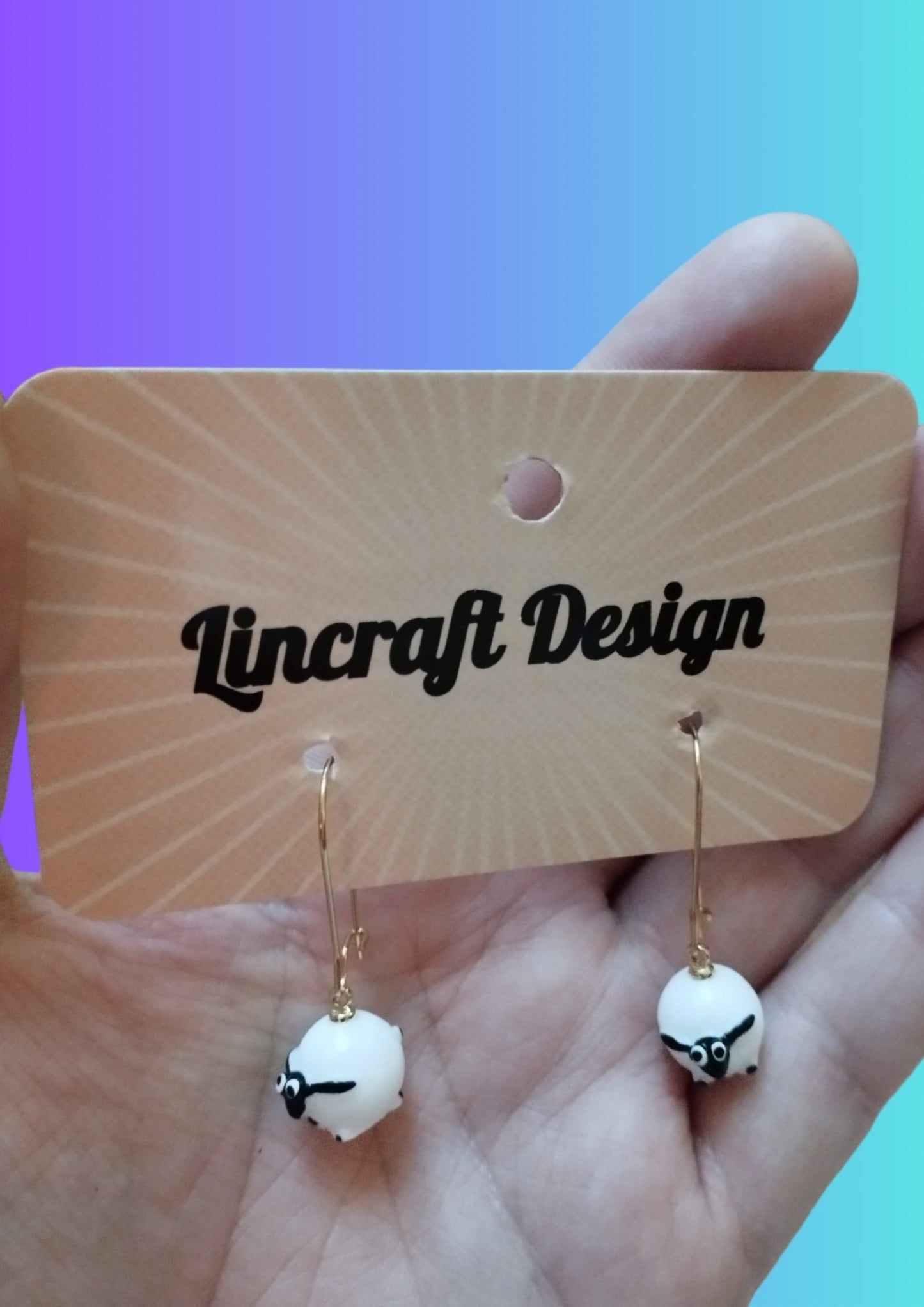 "Fluffy Sheep Resin Earrings - Handmade Irish Jewelry by Lindsay O'Donnell - front
